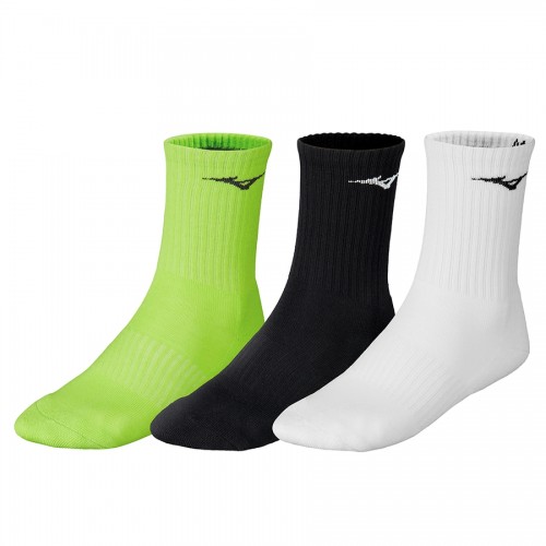 Mizuno Training 3P Socks Sportzokni - White / Black / Neolime