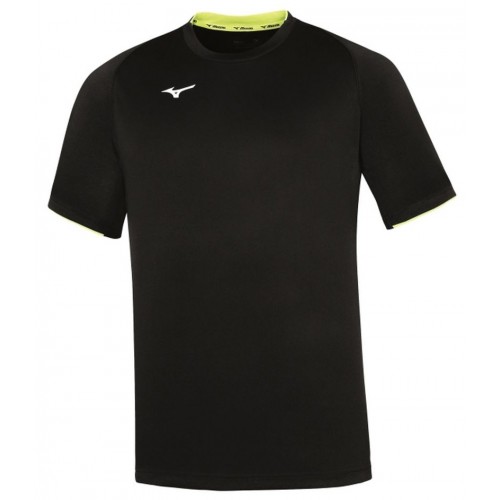 Mizuno Core Short Sleeve Tee Férfi rövid ujjú póló / Black / Yellow Fluo