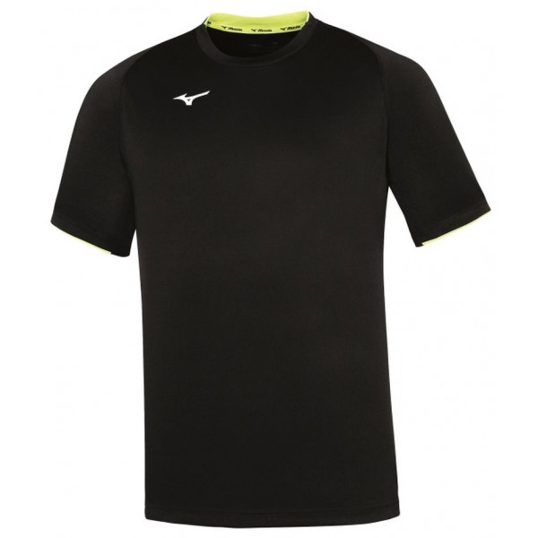 Mizuno Core Short Sleeve Tee Férfi rövid ujjú póló / Black / Yellow Fluo